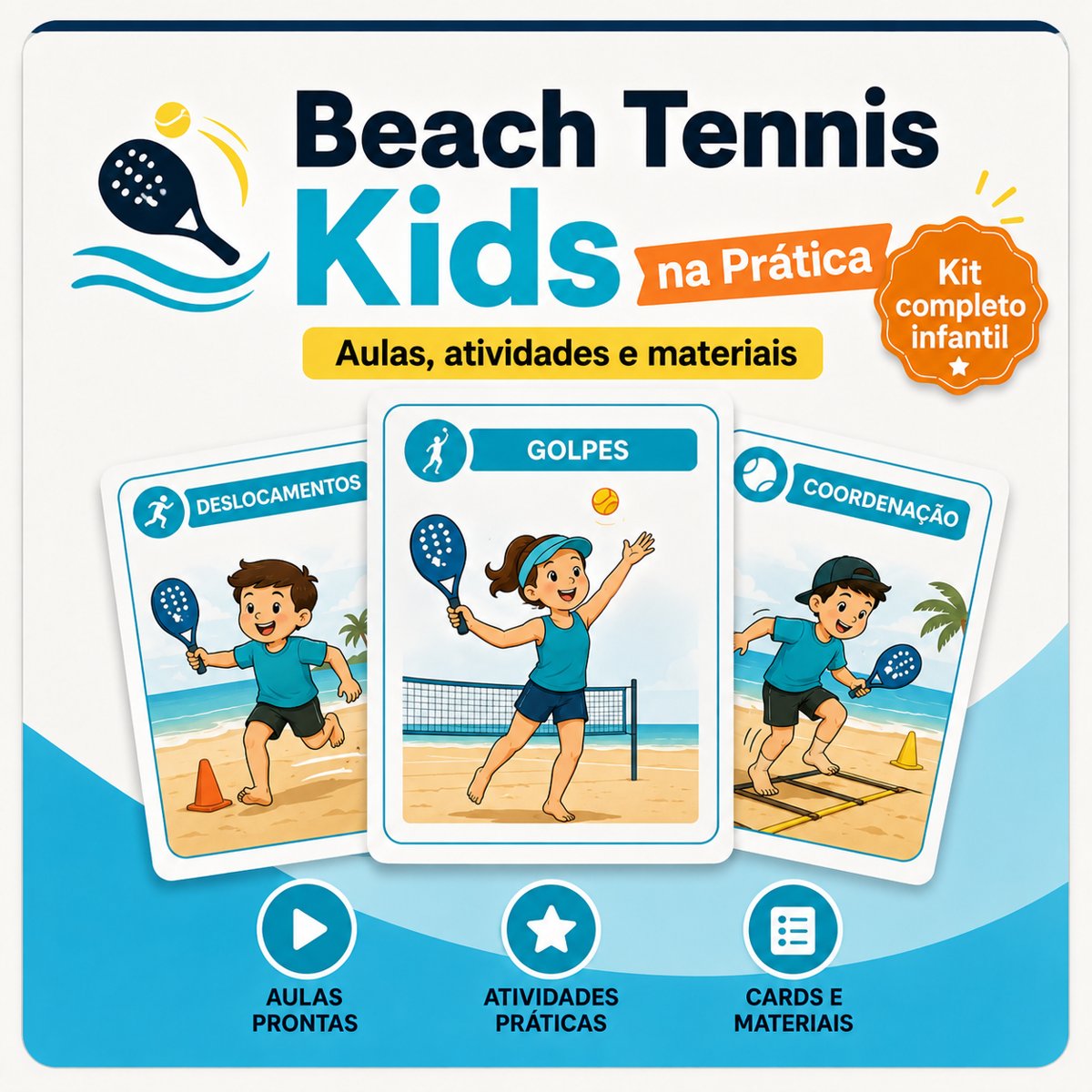 Kit Beach Tennis Kids na Prática: materiais para aulas infantis